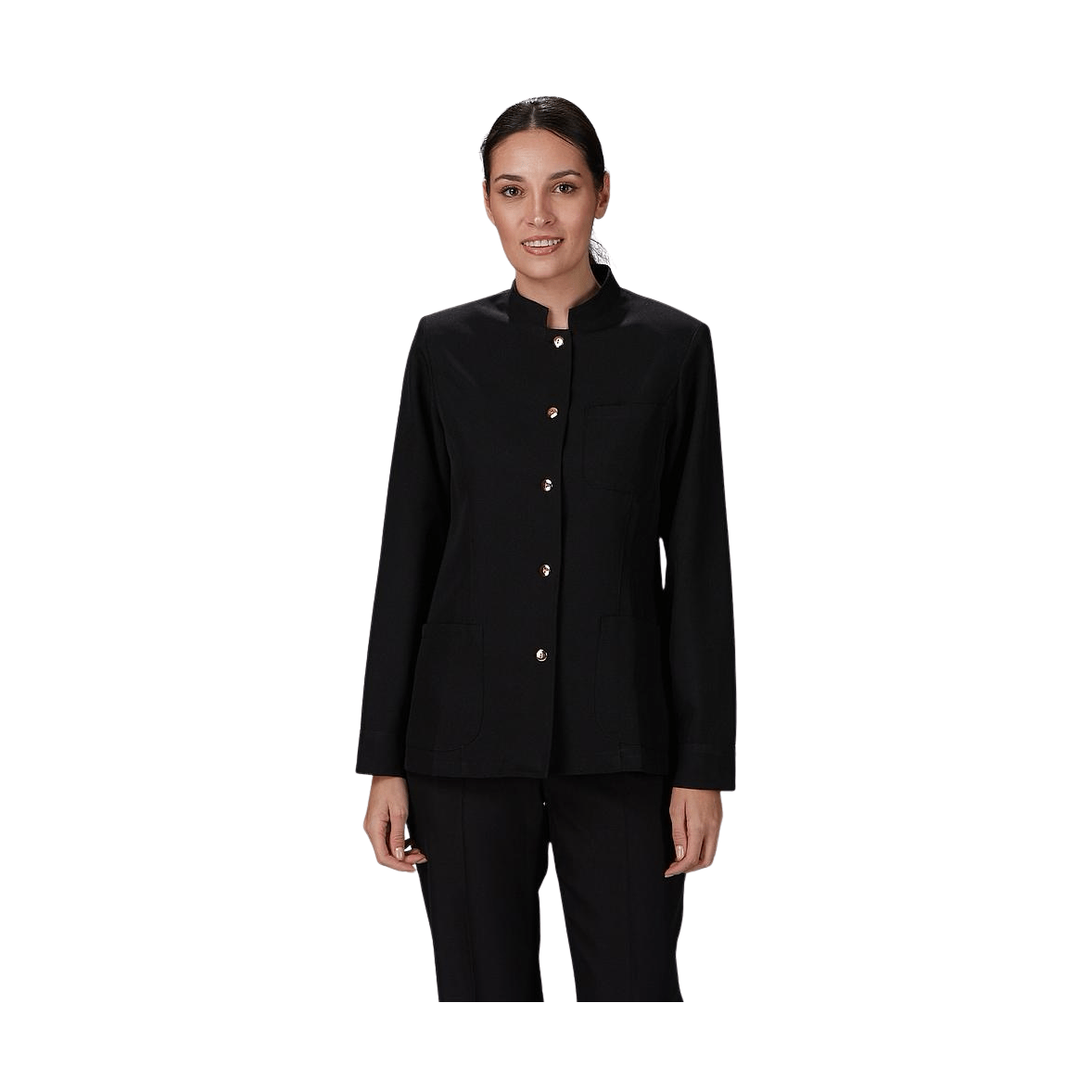 Chaqueta mujer mao negra botón dorado GA963200