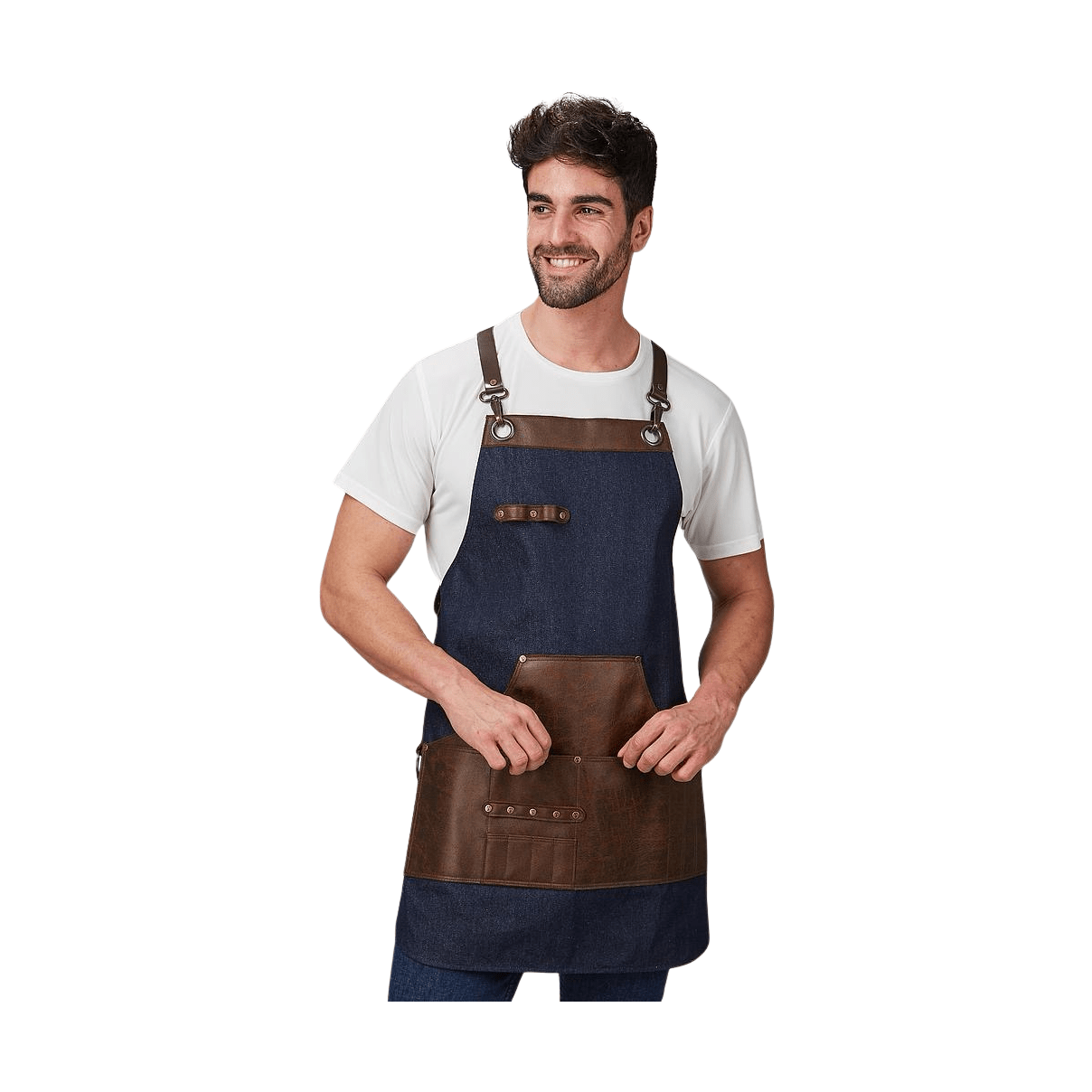 Delantal peto vaquero y piel 73x68cm GA100004