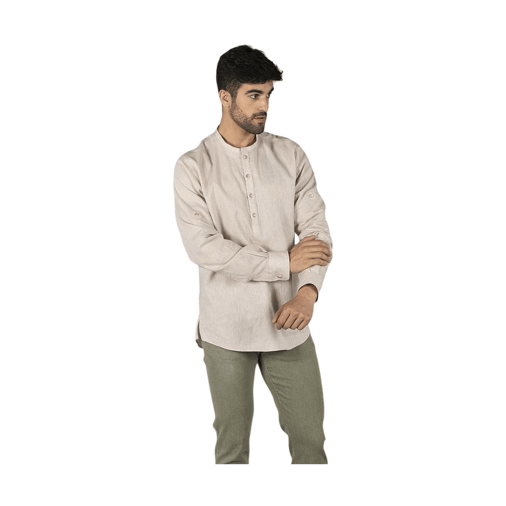 Camisa hombre lino/cotton cuello mao tiwi GA210007