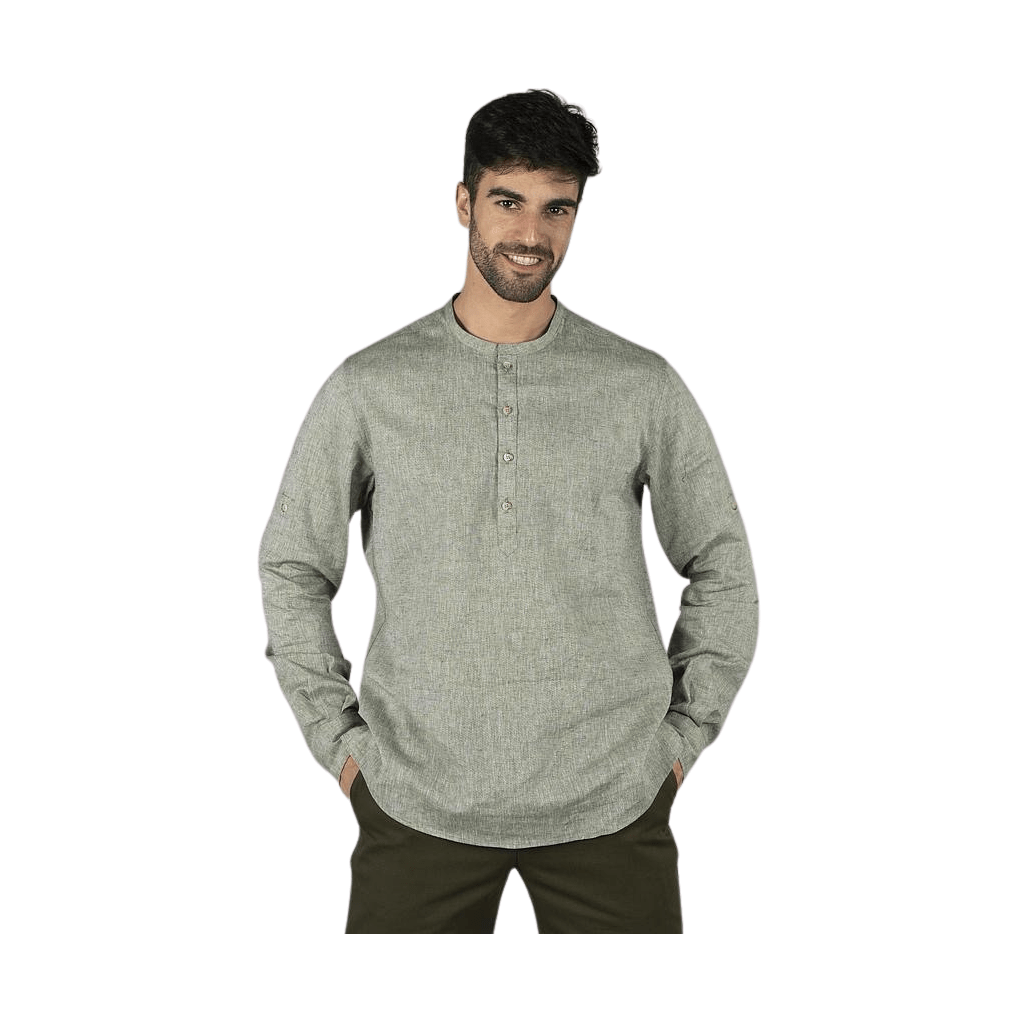 Camisa hombre lino/cotton cuello mao tiwi GA210007