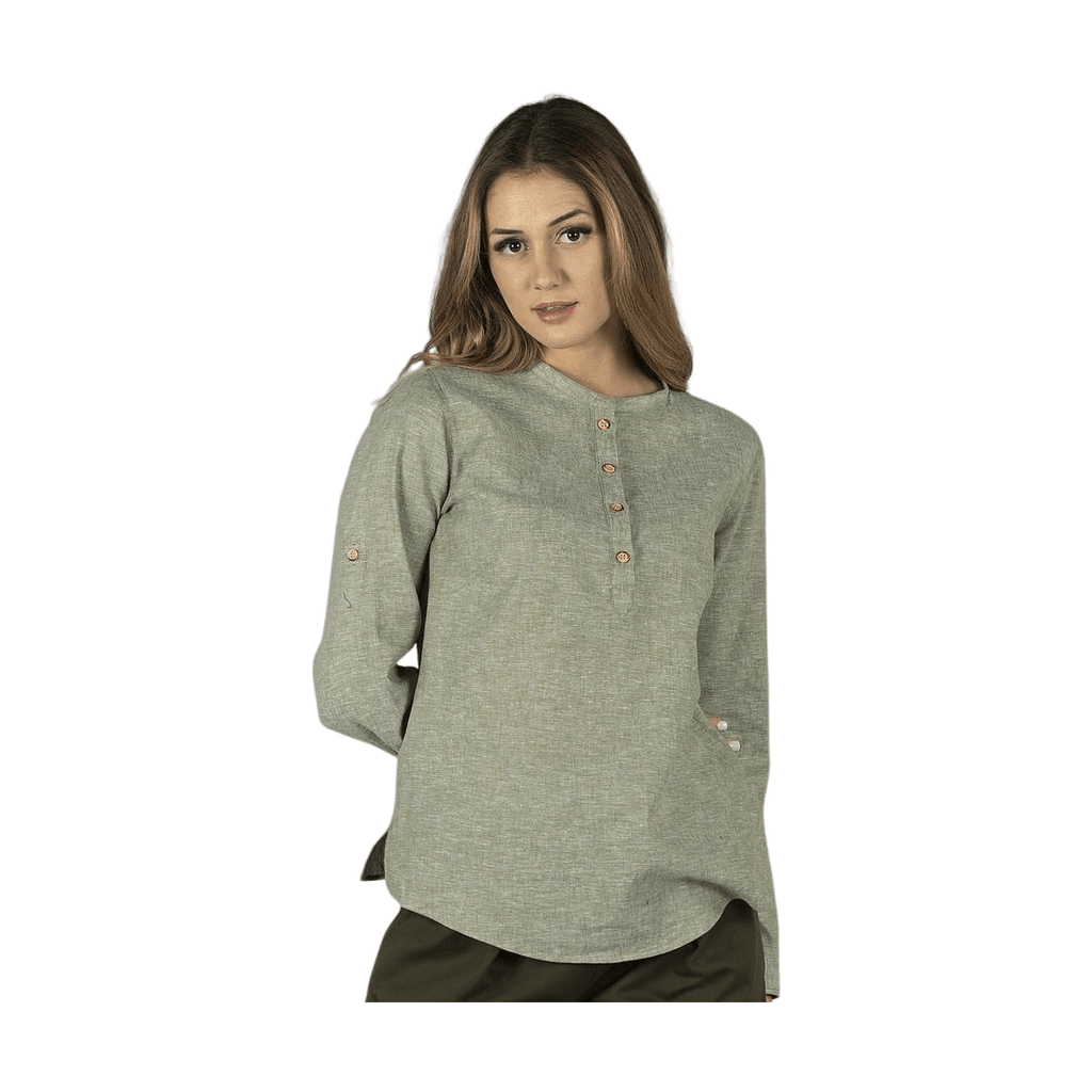 Camisa mujer lino/cotton cuello mao kaula GA210006