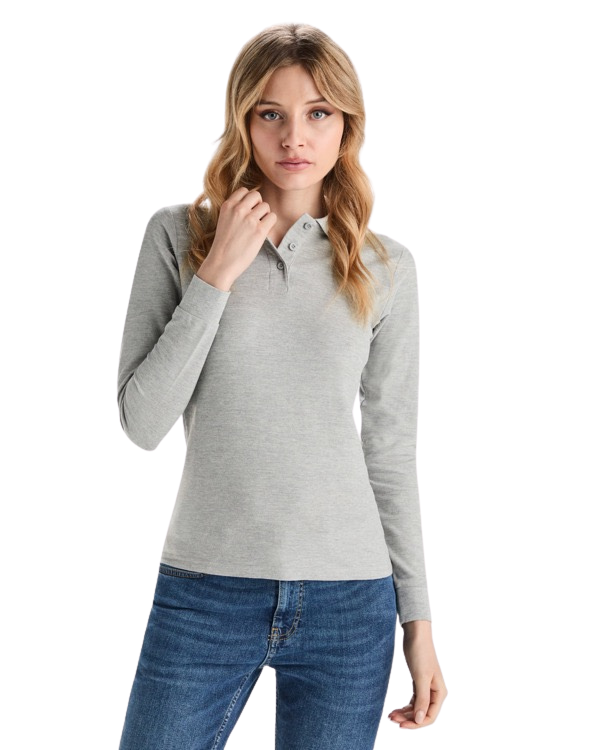 Polo mujer manga larga algodón piqué 220g RO6636
