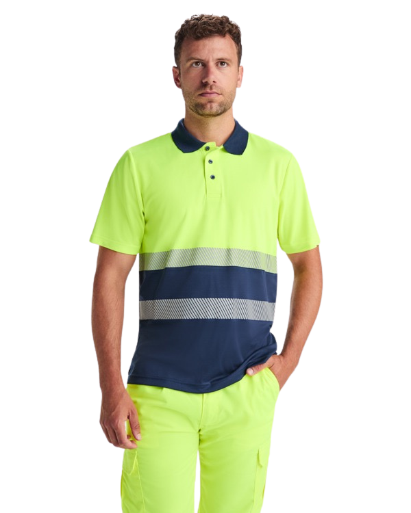 Polo manga corta bicolor alta visibilidad RO9315