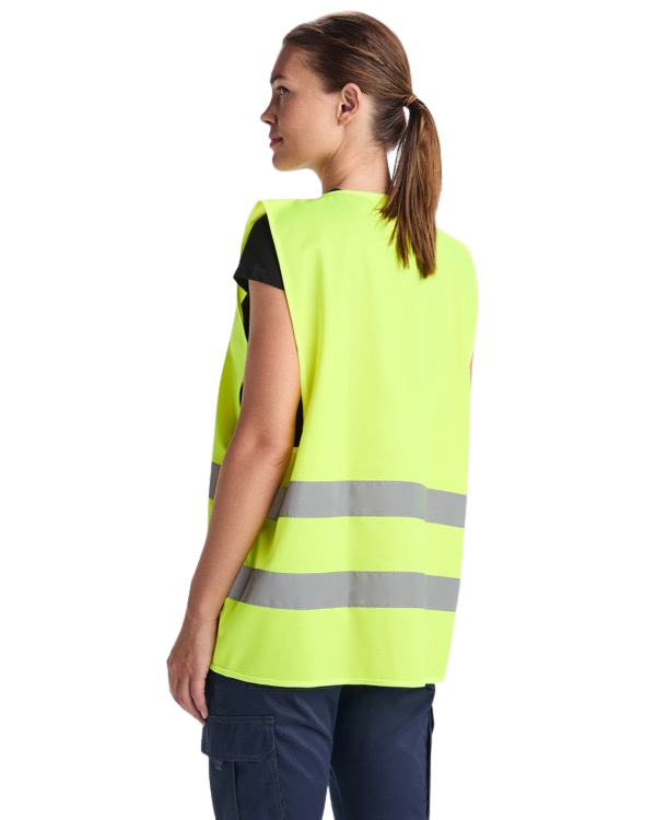 Chaleco laboral alta visibilidad multibolsillos acolchado con detalles a contraste RO5063