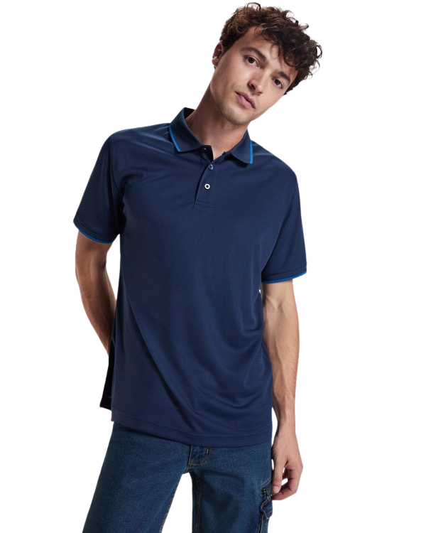 Polo técnico manga corta unisex con detalles a contraste RO8421