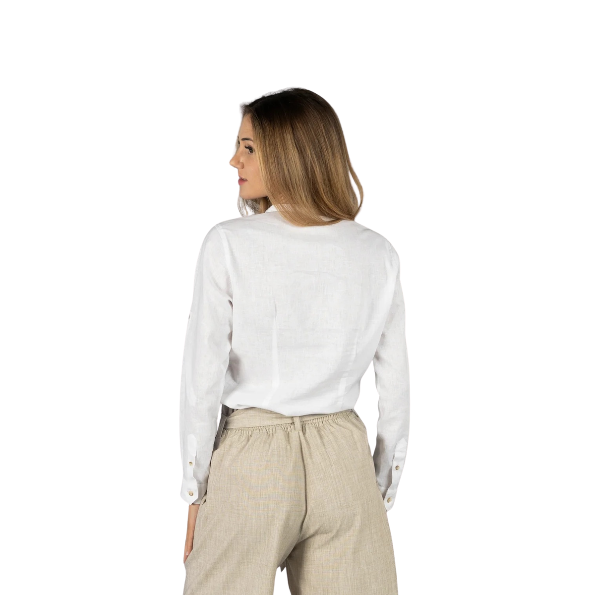 Camisa mujer lino/cotton cuello mao kaula GA210006