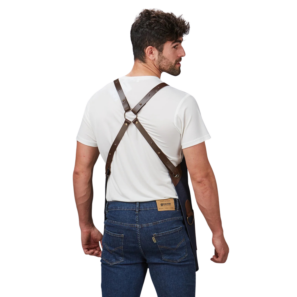 Delantal peto vaquero y piel 73x68cm GA100004