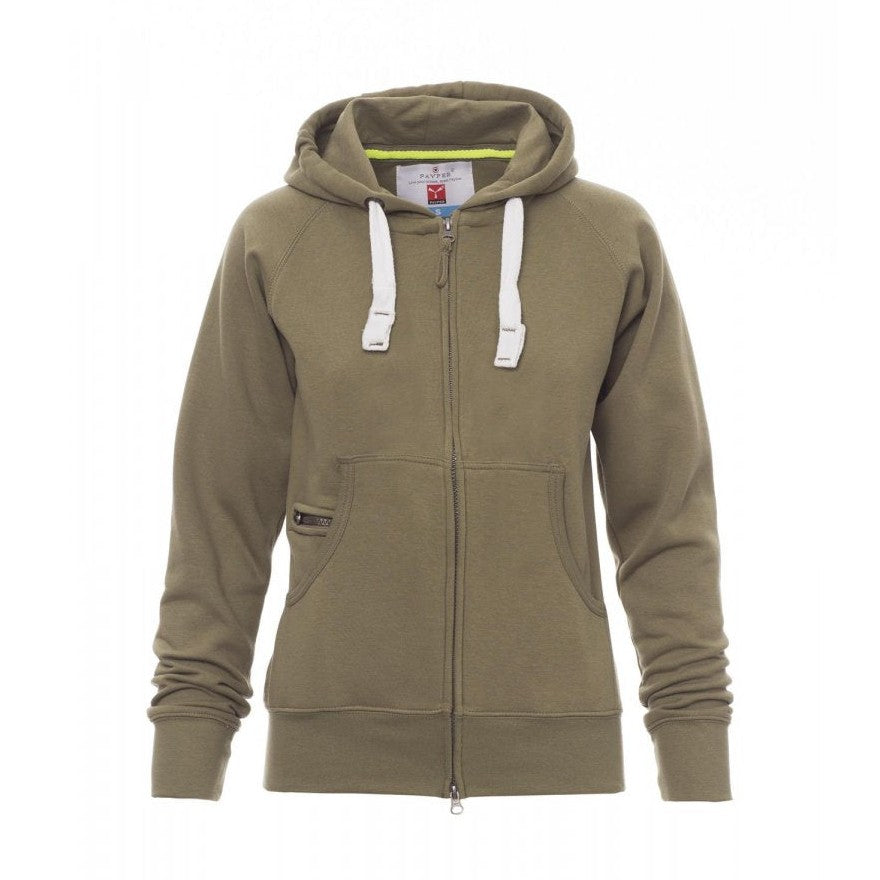Sudadera mujer ceñida con capucha y cremallera completa cubierta PA000406-0001