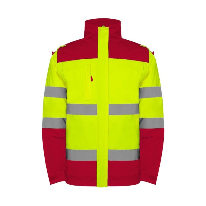Parka acolchada bicolor de alta visibilidad con mangas desmontables RO9304