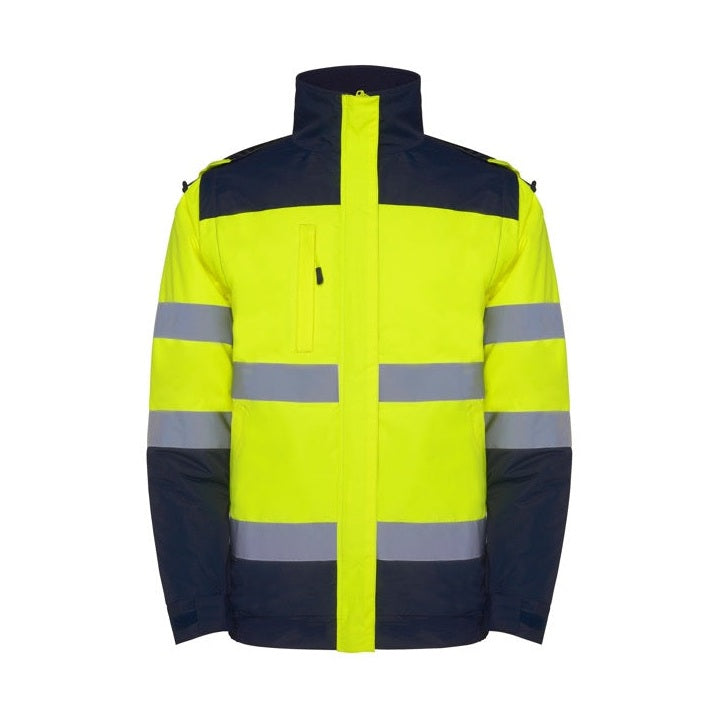 Parka acolchada bicolor de alta visibilidad con mangas desmontables RO9304
