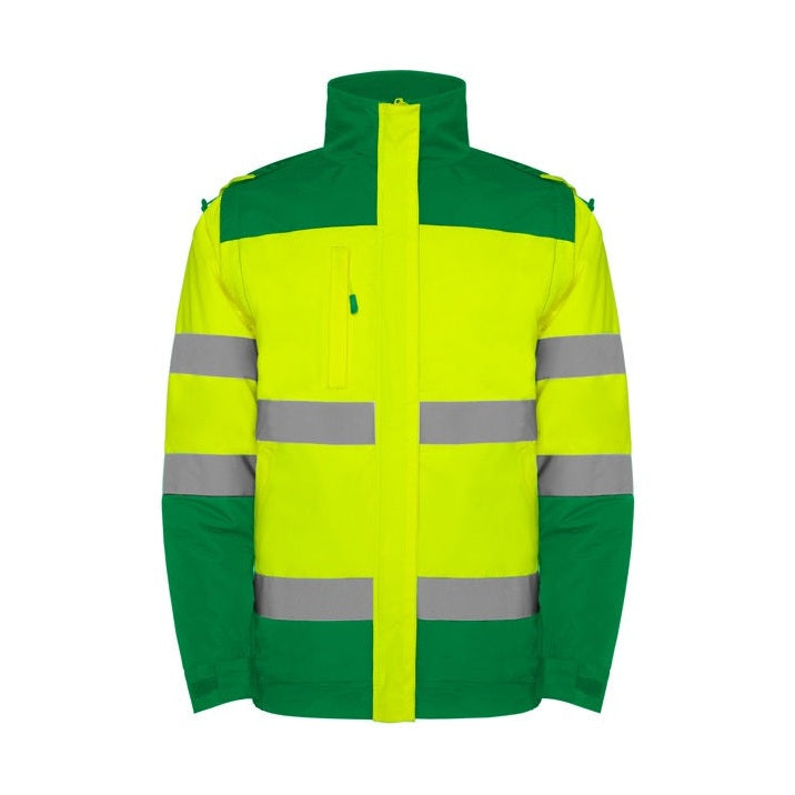 Parka acolchada bicolor de alta visibilidad con mangas desmontables RO9304