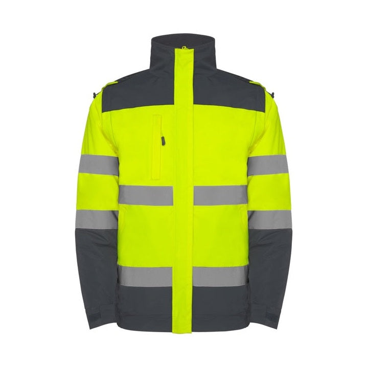 Parka acolchada bicolor de alta visibilidad con mangas desmontables RO9304