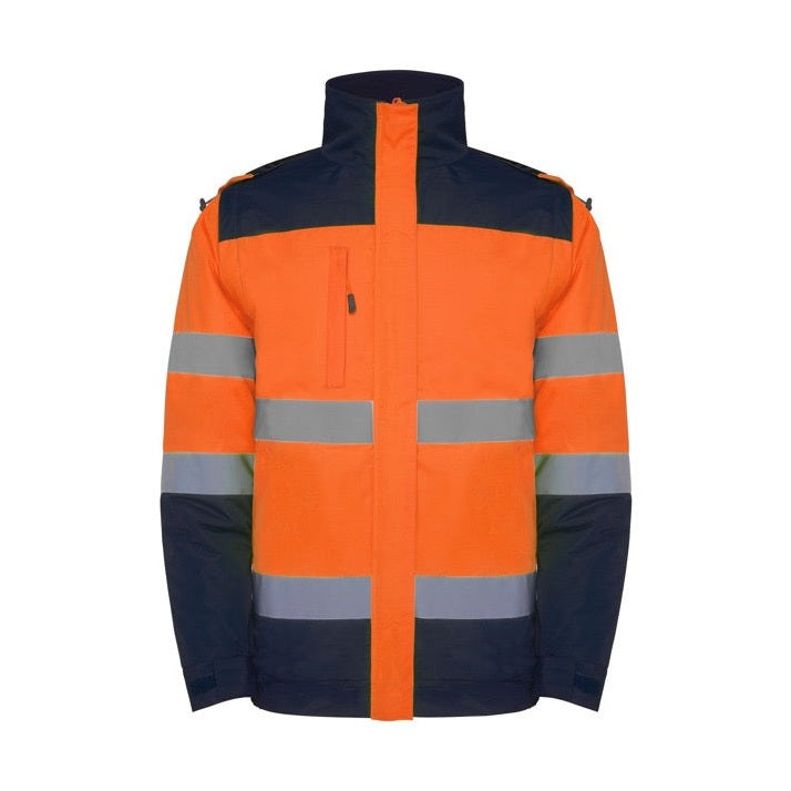 Parka acolchada bicolor de alta visibilidad con mangas desmontables RO9304