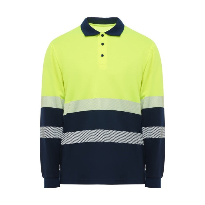 Polo manga larga bicolor alta visibilidad RO9316