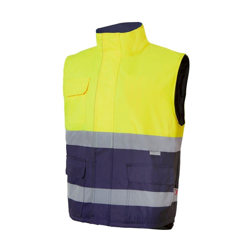Chaleco laboral acolchado de alta visibilidad con cuello polar VE305902