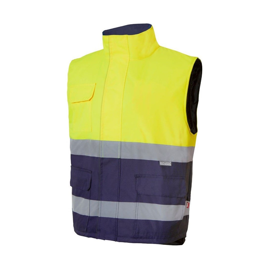 Chaleco laboral acolchado de alta visibilidad con cuello polar VE305902