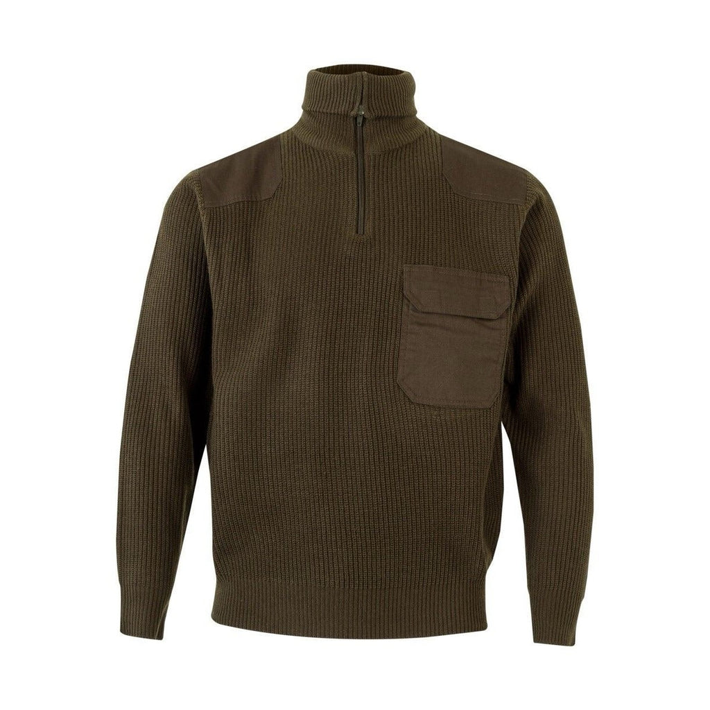 Jersey laboral de punto canalé con cuello alto y media cremallera VE101