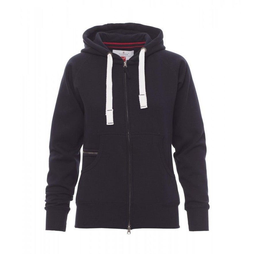 Sudadera mujer ceñida con capucha y cremallera completa cubierta PA000406-0001