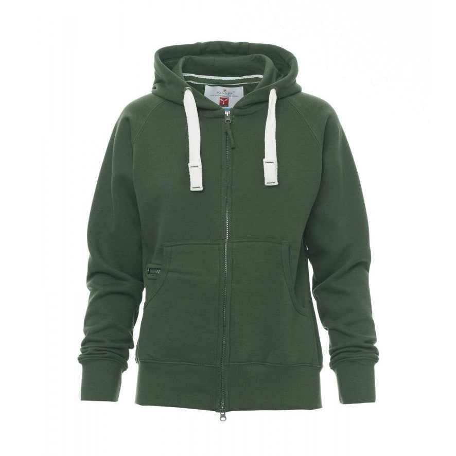 Sudadera mujer ceñida con capucha y cremallera completa cubierta PA000406-0001