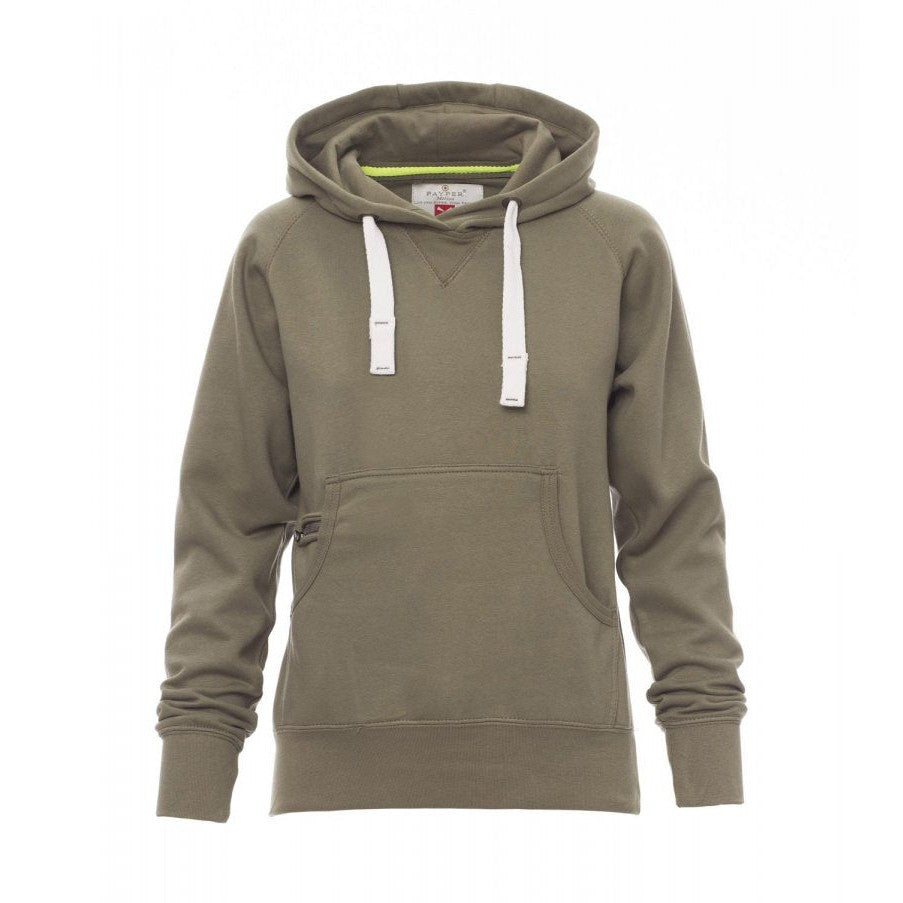 Sudadera mujer con capucha ceñida y bolsillo canguro PA000020-0001
